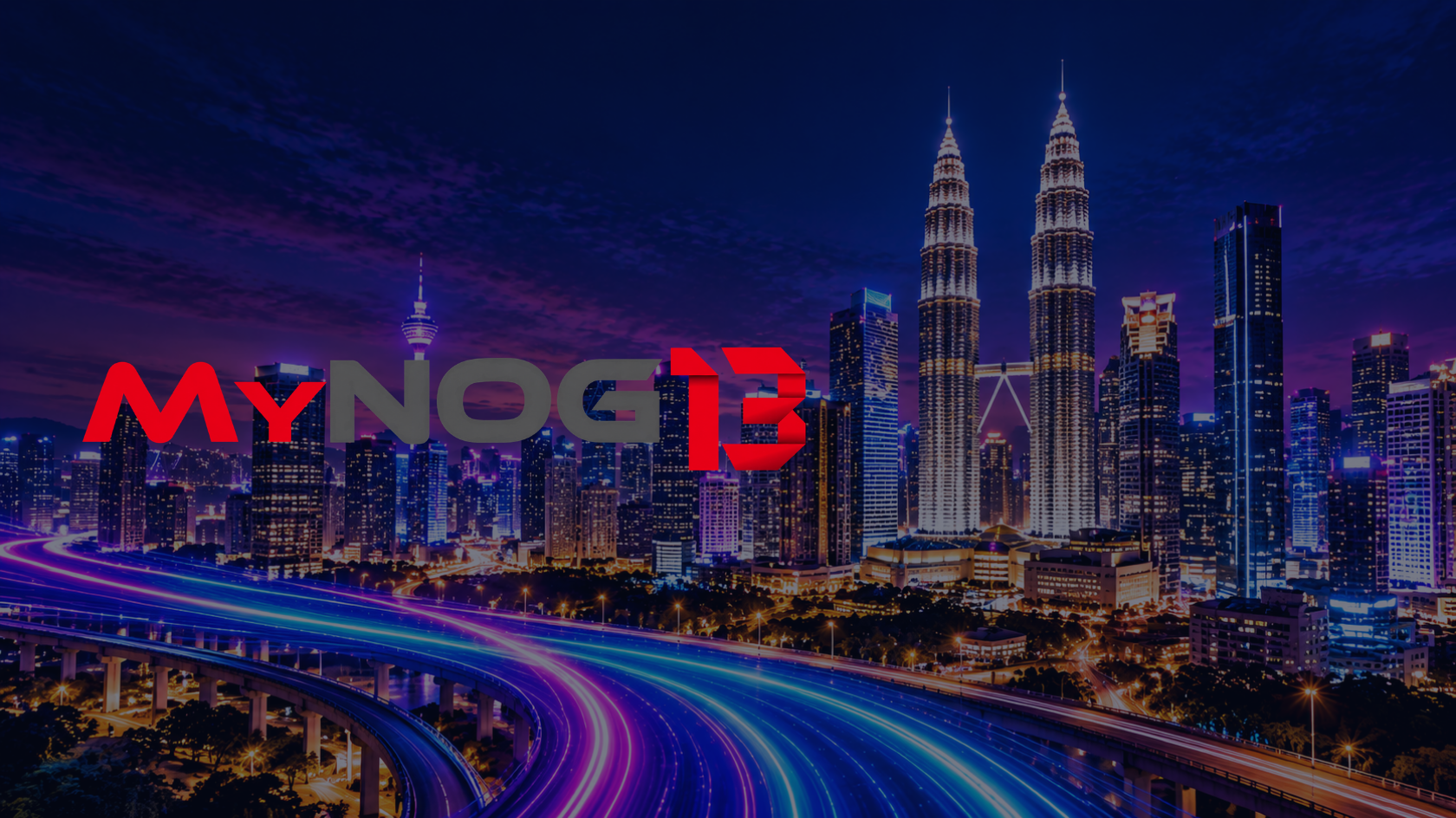 MYNOG 13 event artwork featuring Kuala Lumpur’s skyline and Petronas Twin Towers